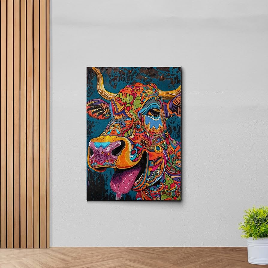 Amazon.com: Colorful Cow Wall Art, Nursery Room Decor, Farm Cow