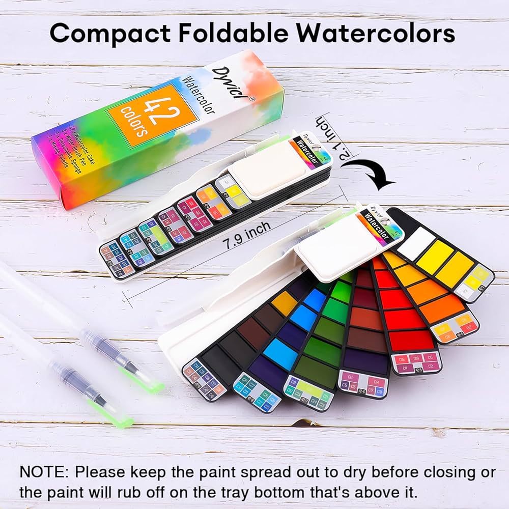 Amazon | Dyvicl 水彩絵の具セット 42色 折りたたみ式ペイントセット