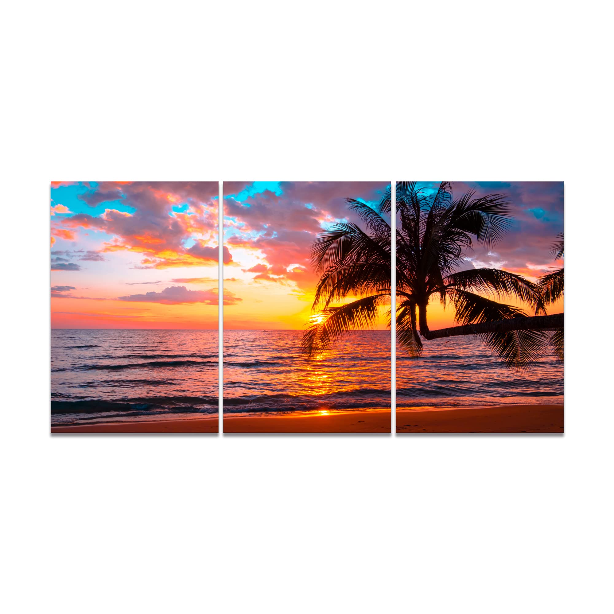 Amazon.co.jp: 3枚 パネル 海 ビーチ 夕日 風景画 絵画 写真 太陽 自然