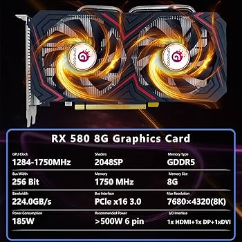 Amazon | AMD RX 580 8GB グラフィックスカード 2048SP 1284MHz GDDR5