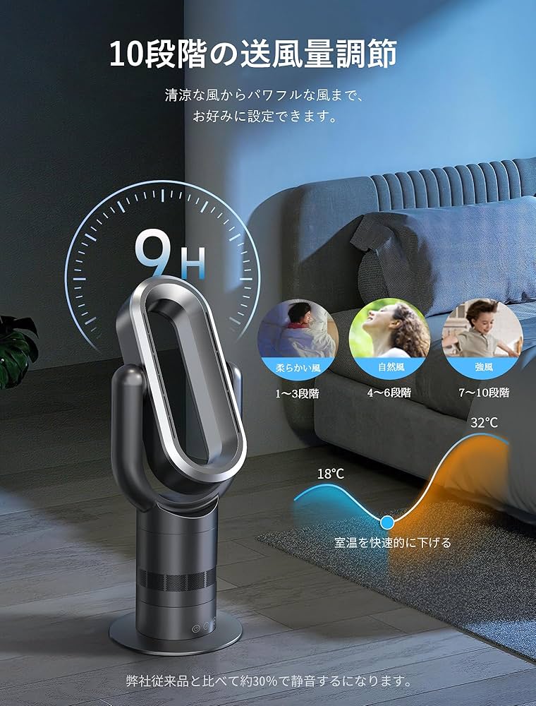 Amazon | 【節電対策】タワーファン 扇風機 羽なし 冷風 温風 強力 DC