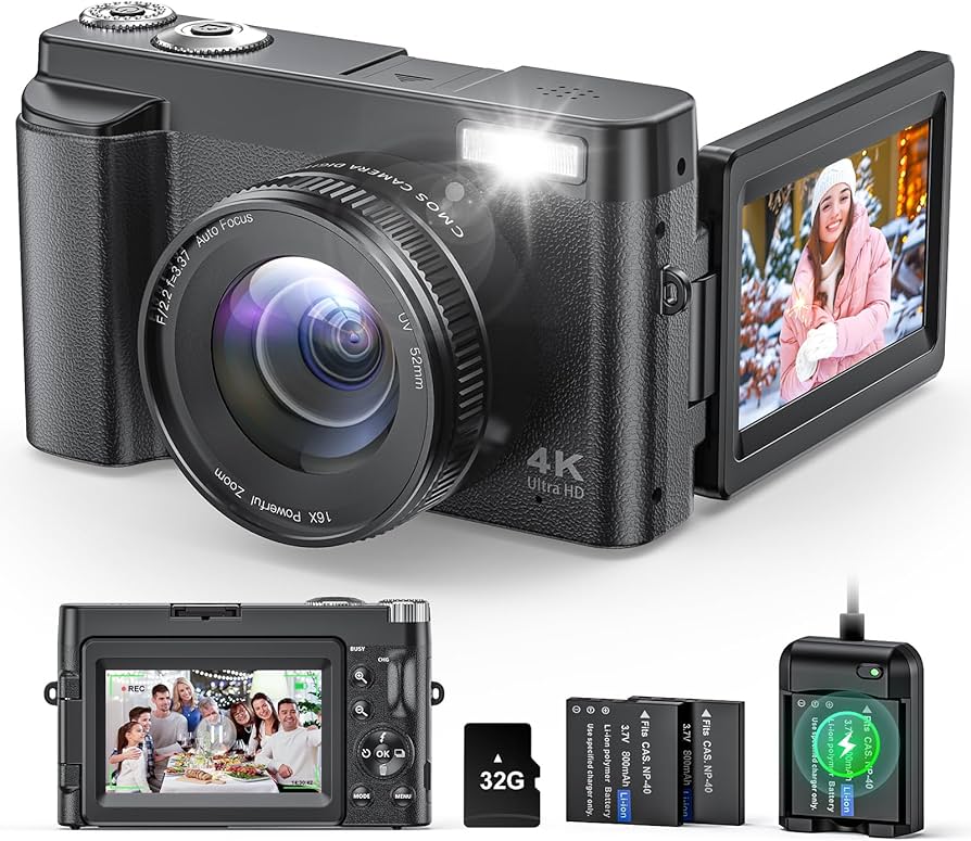Amazon.com : 4K Digital Camera for Beginners & Teens, Autofocus