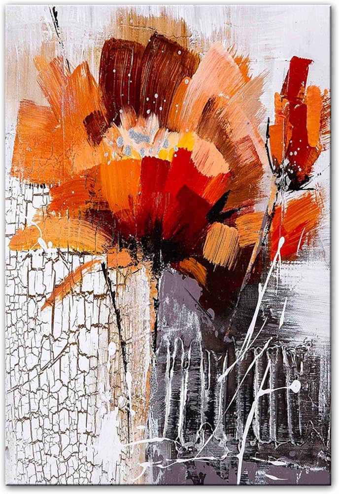 Amazon.co.jp: 抽象絵画花はキャンバスアートポスターに印刷し