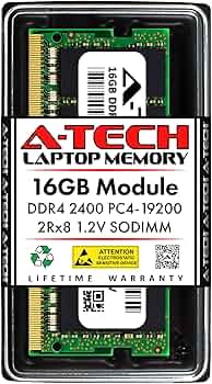 A-Tech 16GB DDR4 2400 MHz SODIMM PC4-19200 (PC4-2400T) CL17 2Rx8