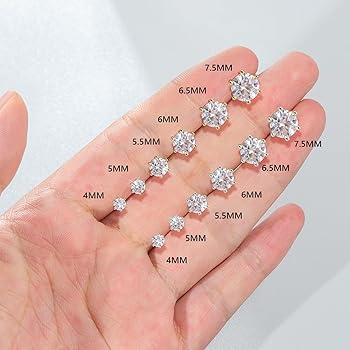 Amazon.co.jp: KRKC&CO モアッサナイト スタッドピアス メンズ 6本爪