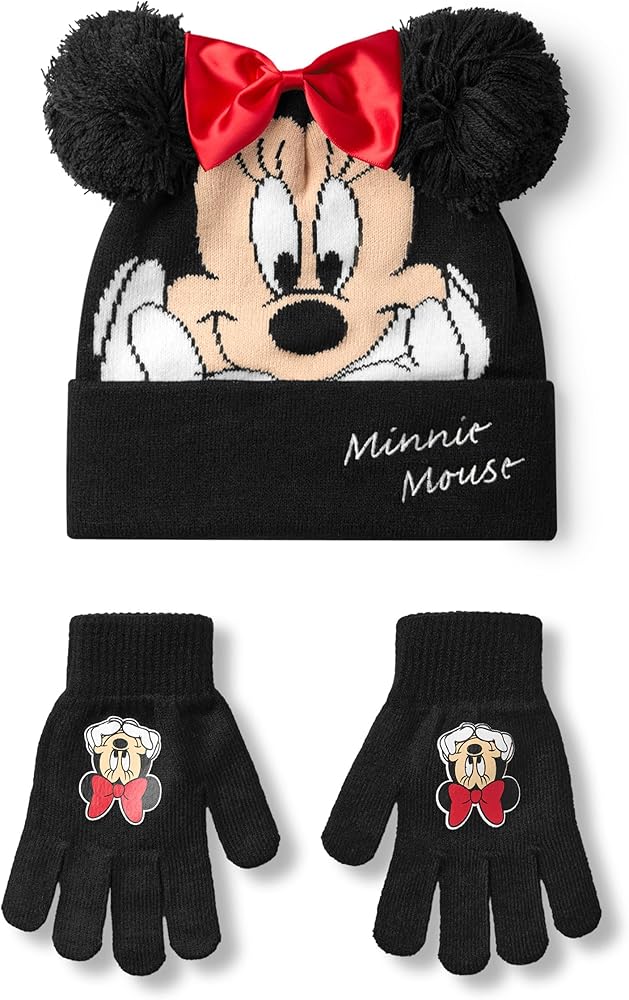 Amazon.com: Disney Minnie Mouse Girls Beanie Hat & Gloves Set