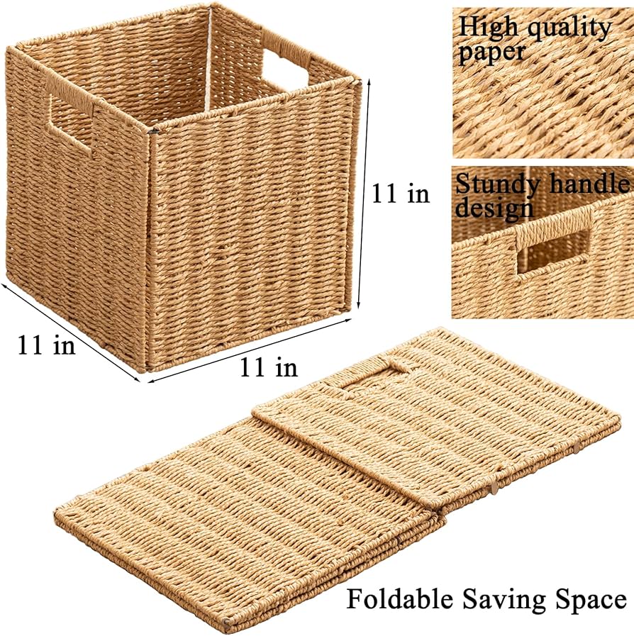 Amazon.com: Foldable Storage Baskets with Handles Paper Rope