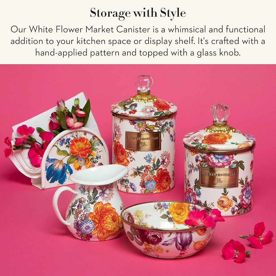 Amazon | MacKenzie-Childs Flower Market Small Enamel Canister