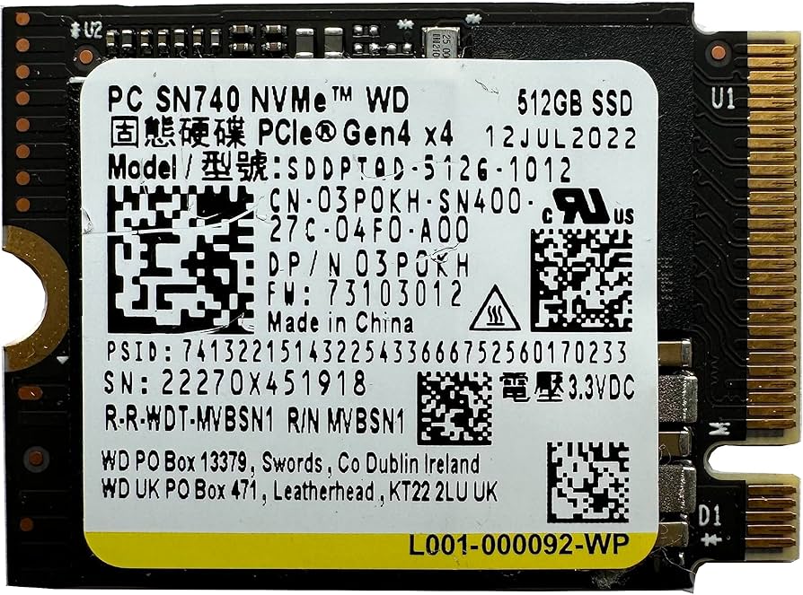 Amazon.com: WD SN740 512GB SSD M.2 2230 30mm NVMe PCIe 4.0 Gen 4 x