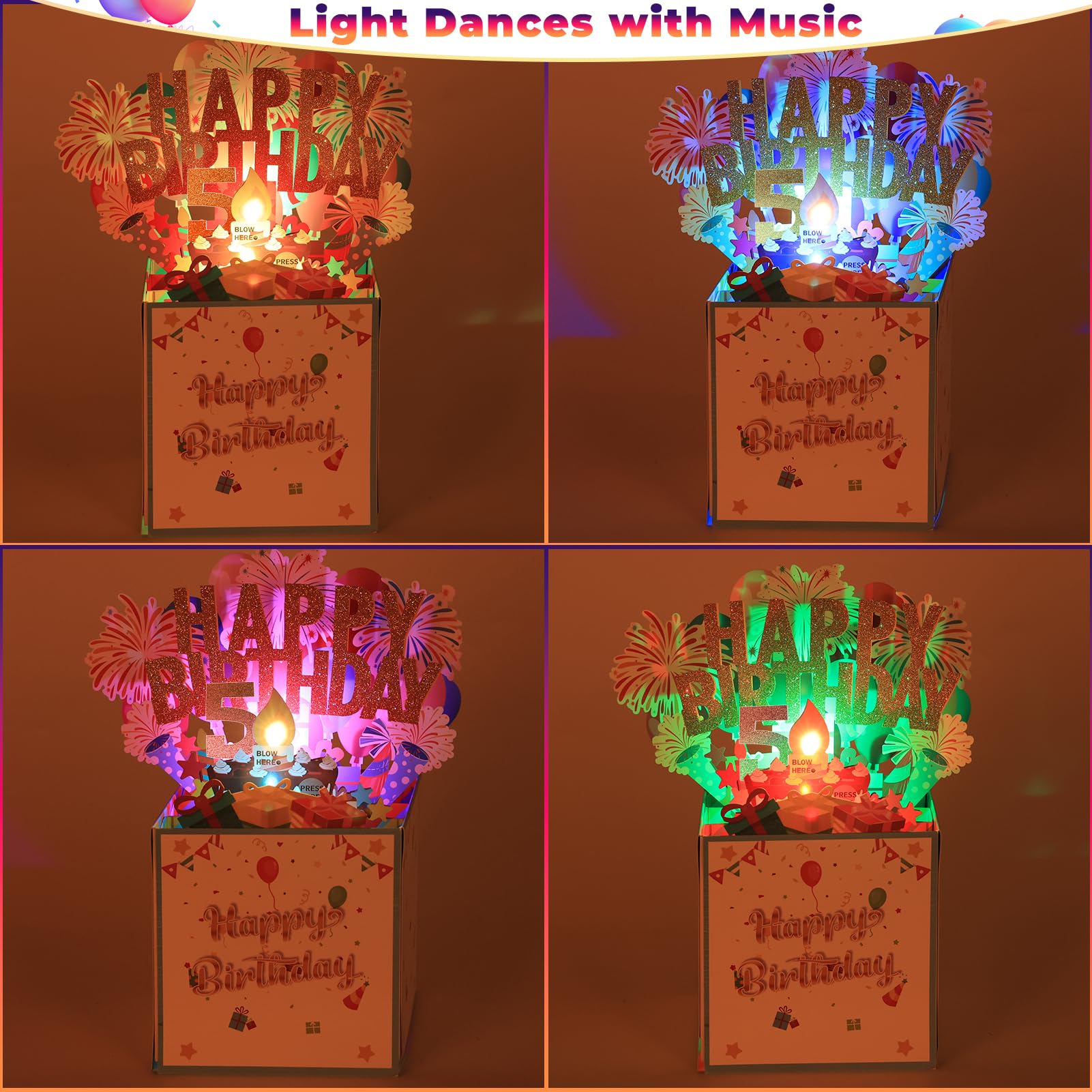 Amazon.com : Tnvee 5TH Birthday Cards with Lights Music, 3D Pop Up
