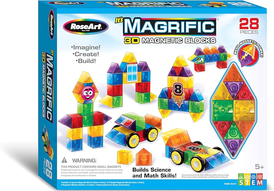 Amazon.com: Cra-Z-Art Magrific 3D Magnetic Blocks 28 Piece Set