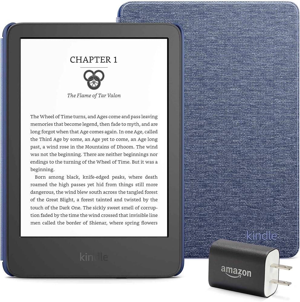 Kindle 本体 + デニム布カバー Amazon Kindle Case, (2024 and 2022