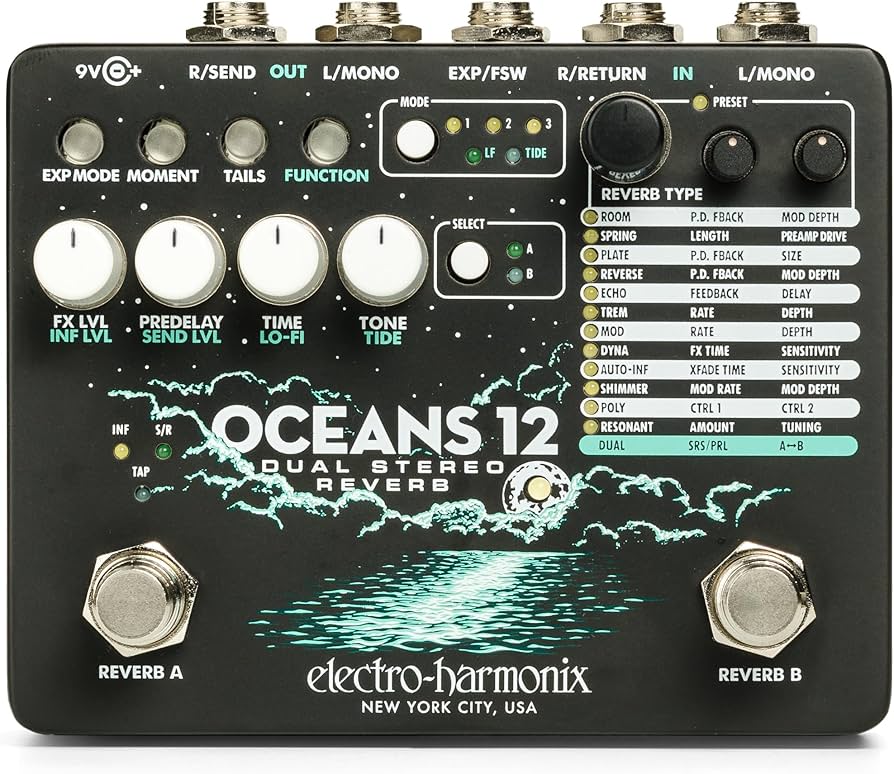 Amazon.com: Electro-Harmonix Oceans 12 Dual Stereo Reverb Pedal