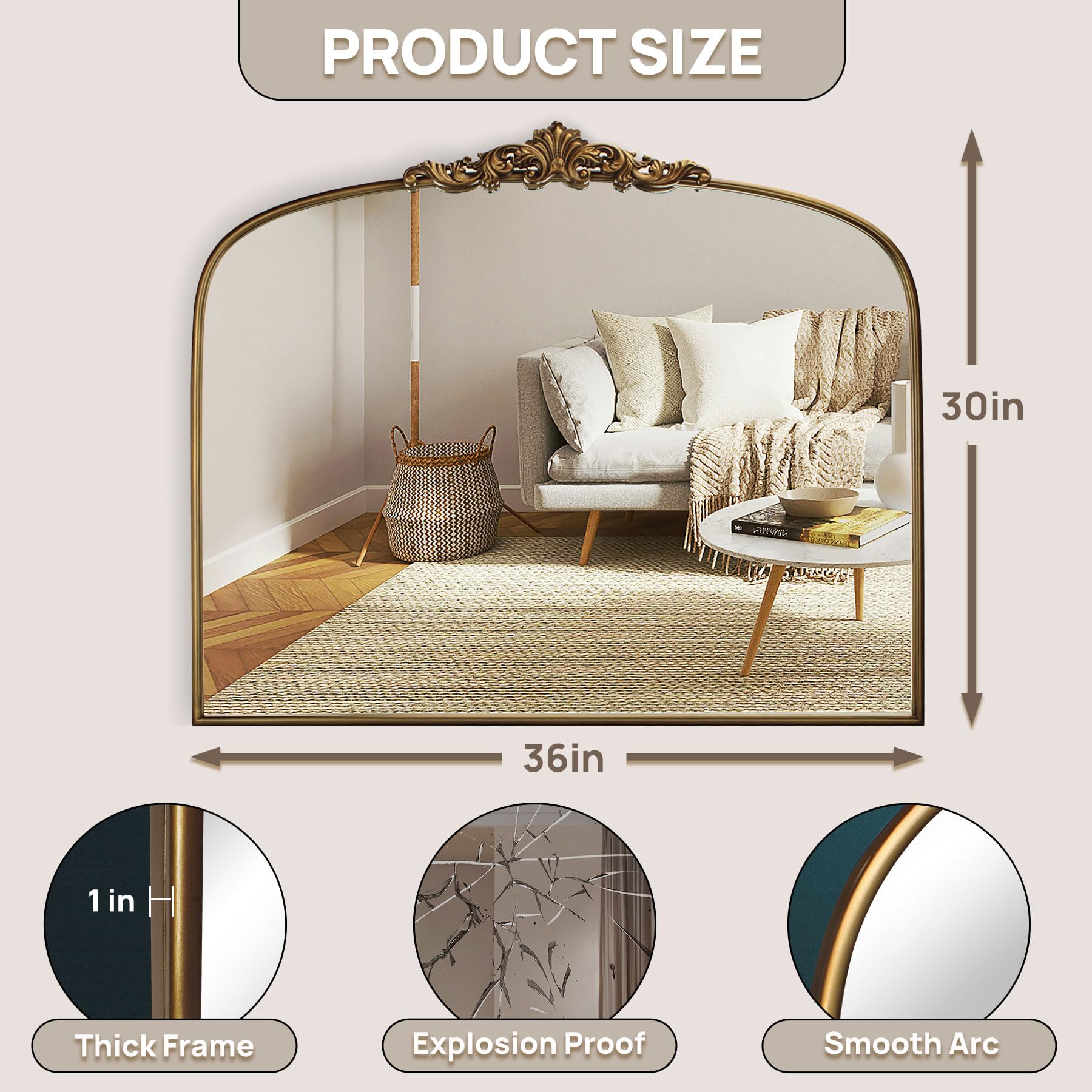 Amazon.com: Wemily Vintage Gold Ornate Baroque Mirror - 36