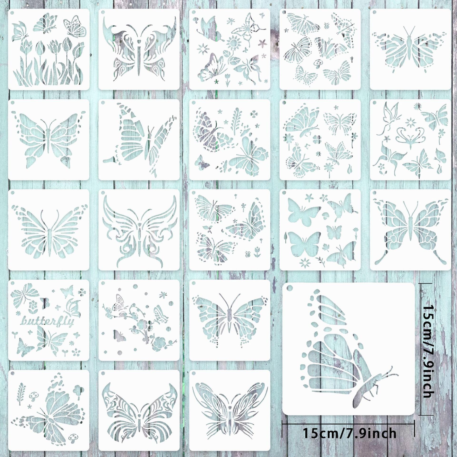 Amazon.co.jp: seimeinoki ステンシルシート 蝶 25枚セット 25種類 こ