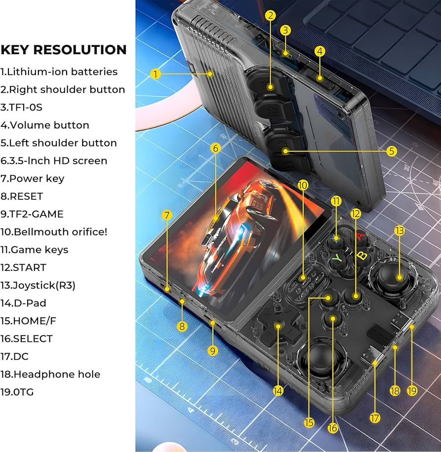 Amazon.com: R36s Pro Retro Handheld Game Console, 3.5in IPS