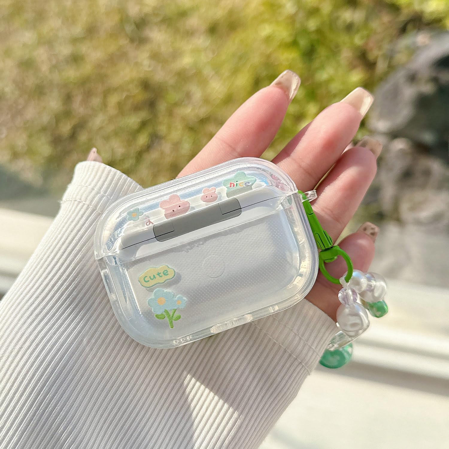 PHOEACC Cute Airpod Pro 2 Case 3D Flower with Keychain Clear Hard