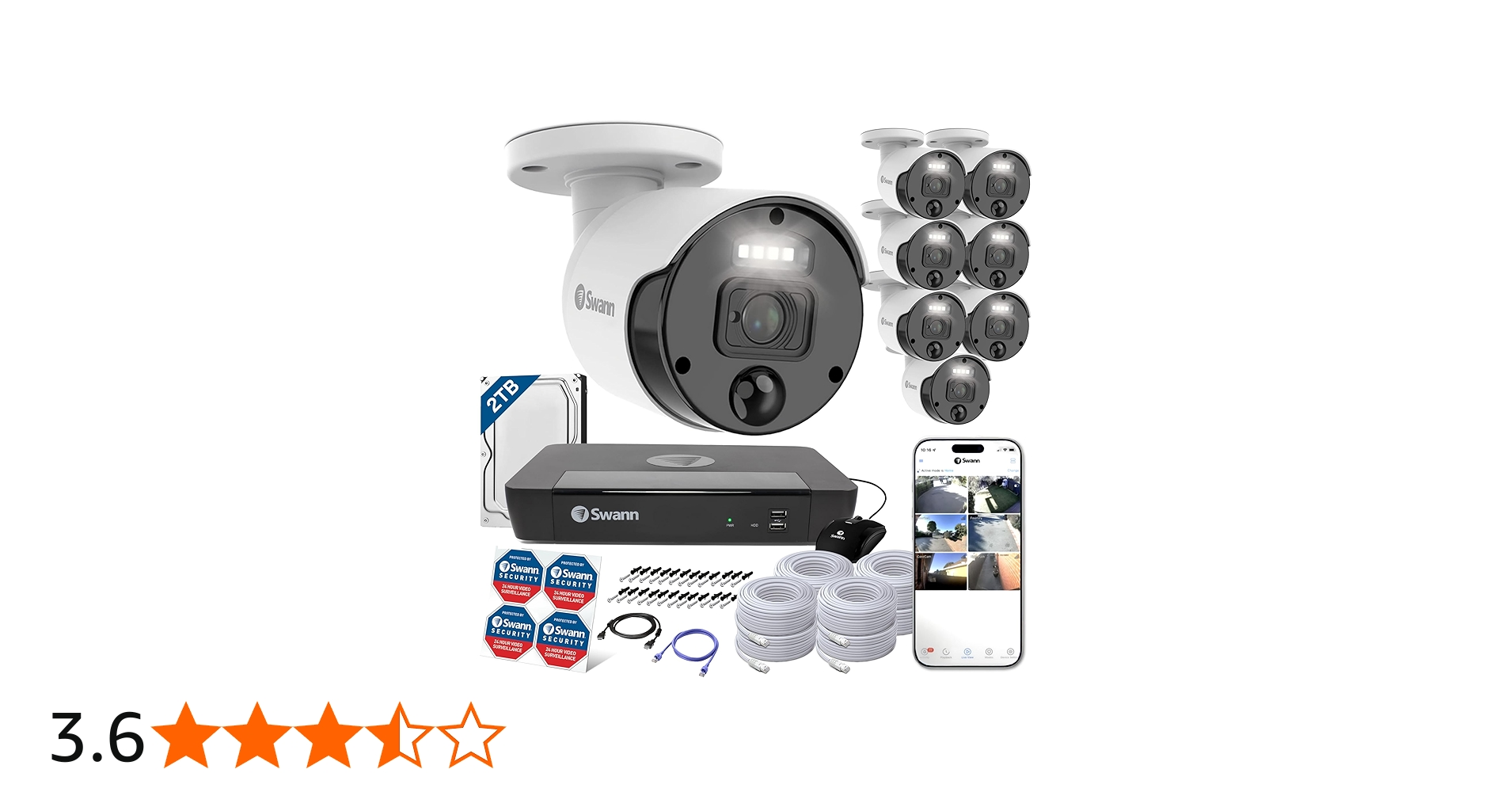 Amazon.co.jp: Swann セキュリティカメラ NVRシステム 8CH 4K 8MP(800