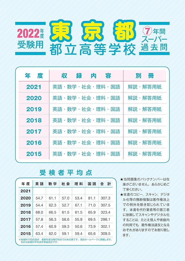 Amazon.co.jp: 201東京都立高校 2022年度用 7年間スーパー過去問 (声教