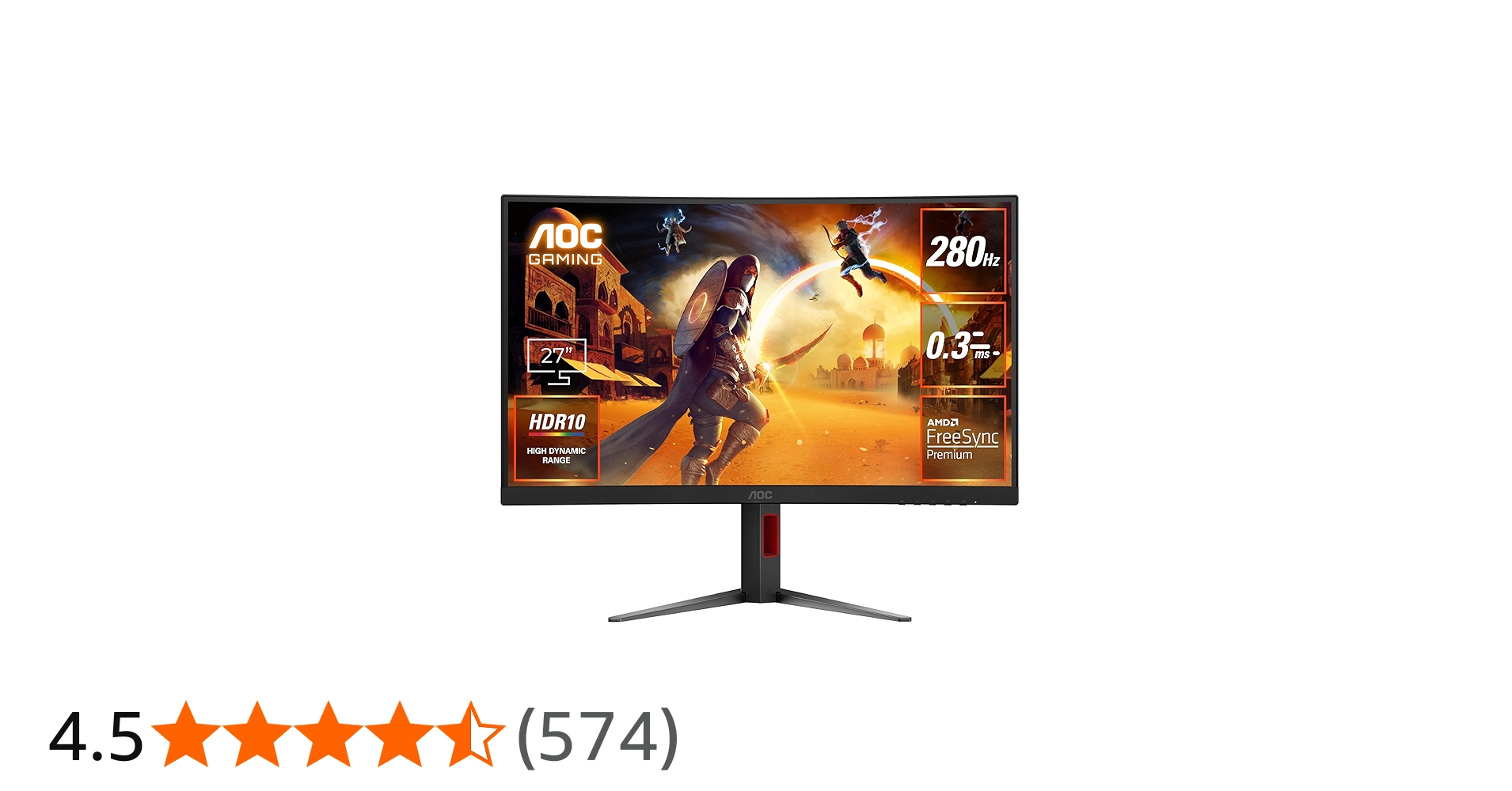 Amazon.co.jp: AOC 湾曲ゲーミングモニター 27インチ, フルHD@280Hz