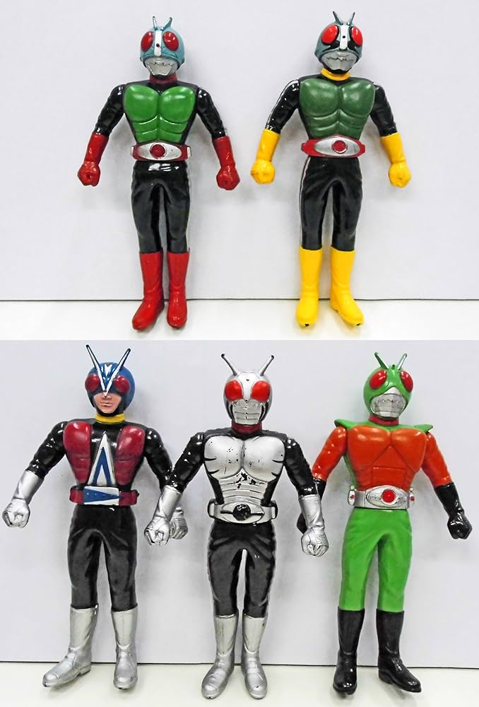 Amazon.co.jp: 仮面ライダー ソフビフィギュア 1989年製 5種セット