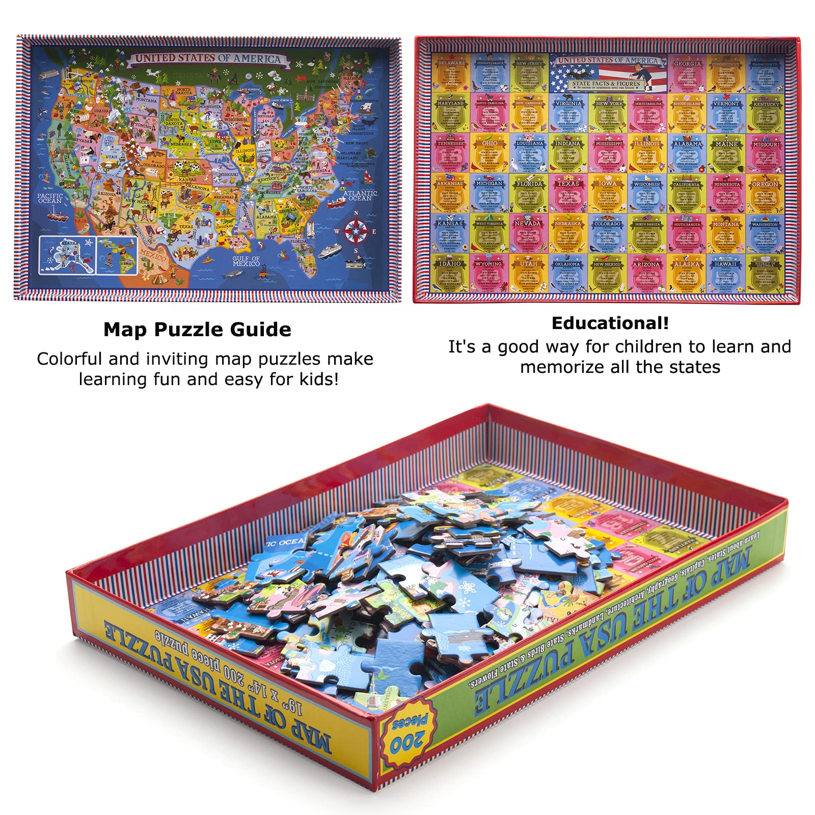 Amazon | MOTYAWN USAマップパズル 子供用 - 200ピース アメリカ合衆国