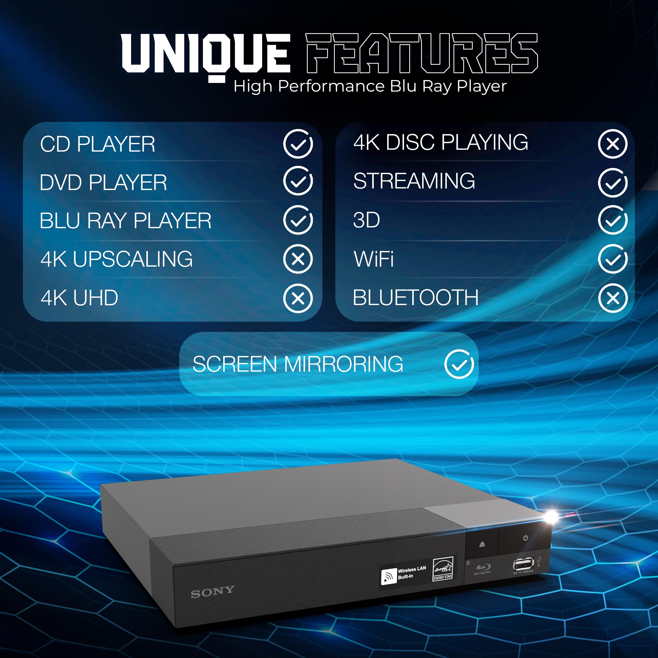 Amazon.com: Sony DVD Player Blu Ray Player BDP-BX370 - Streaming