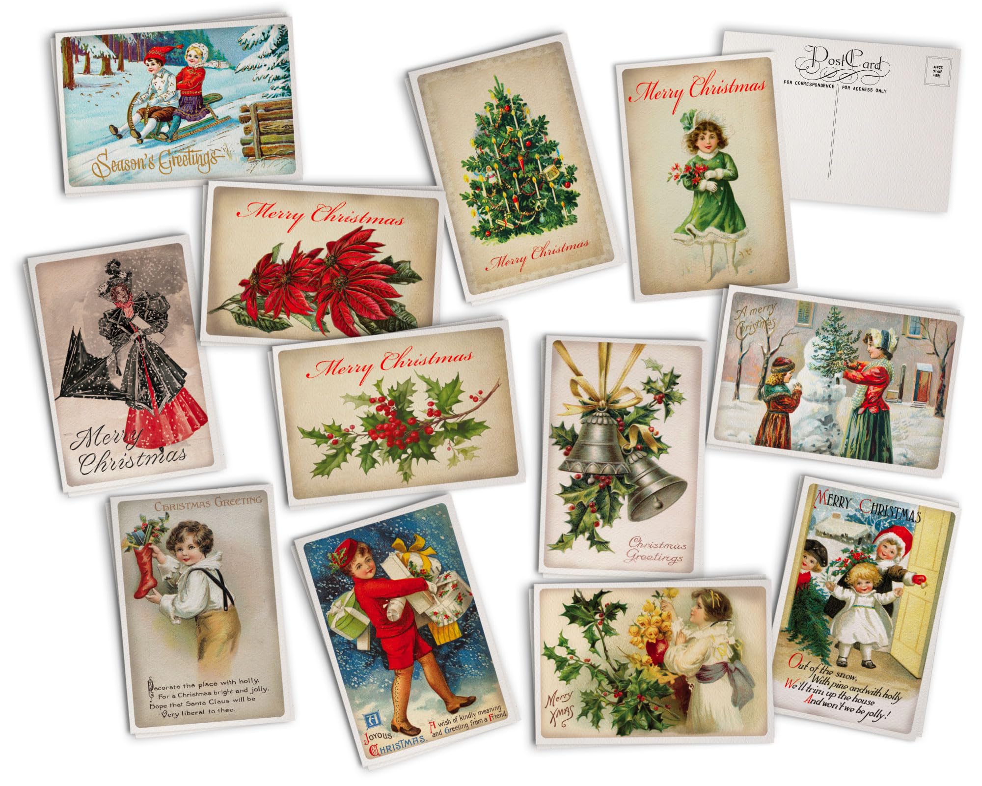 Amazon | レトロフレンズアンティーククリスマスポストカード 高級