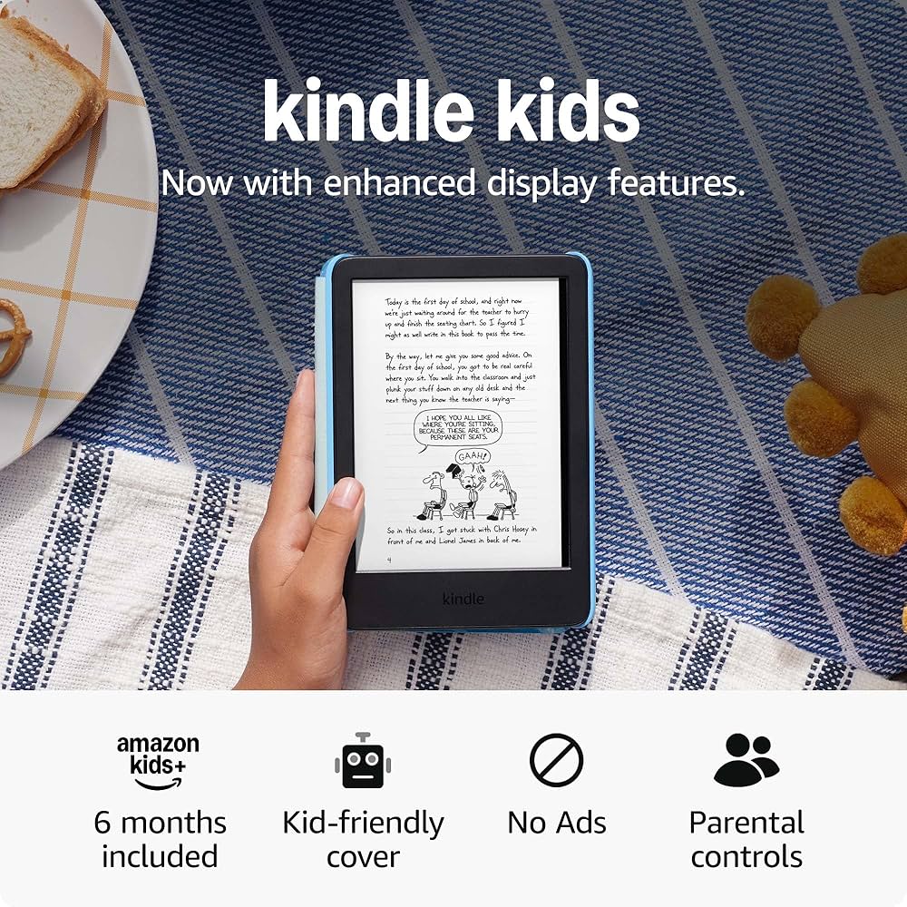 2024 Kindle Kids, includes ad-free books and cover