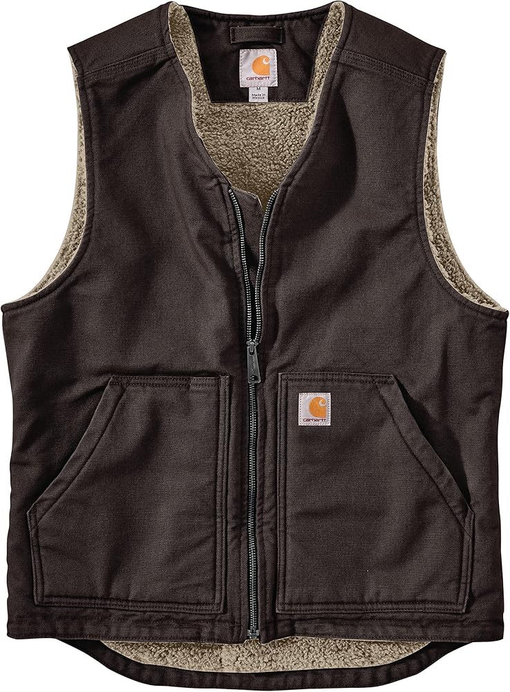 Amazon.co.jp: Carhartt Men's 104394 Washed Duck Vest - Sherpa