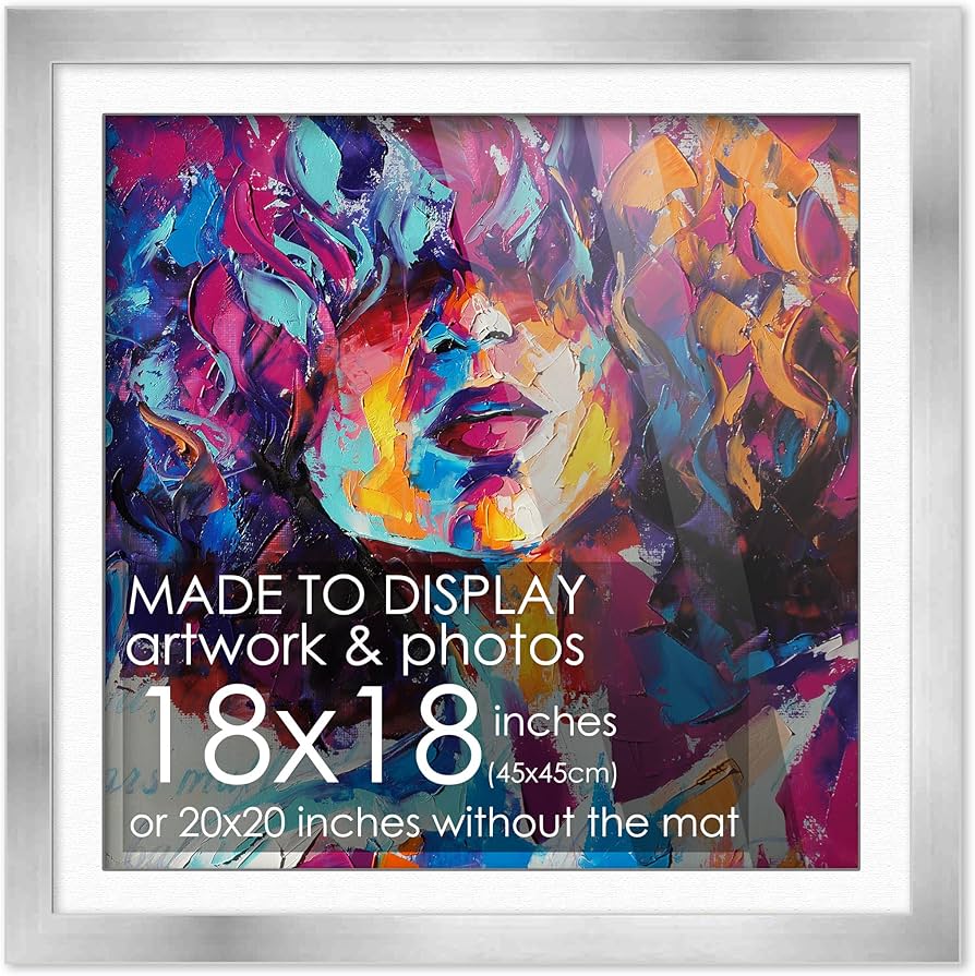 Amazon.co.jp: 18 x 18 フレーム シルバーウッド ホワイトマット付き