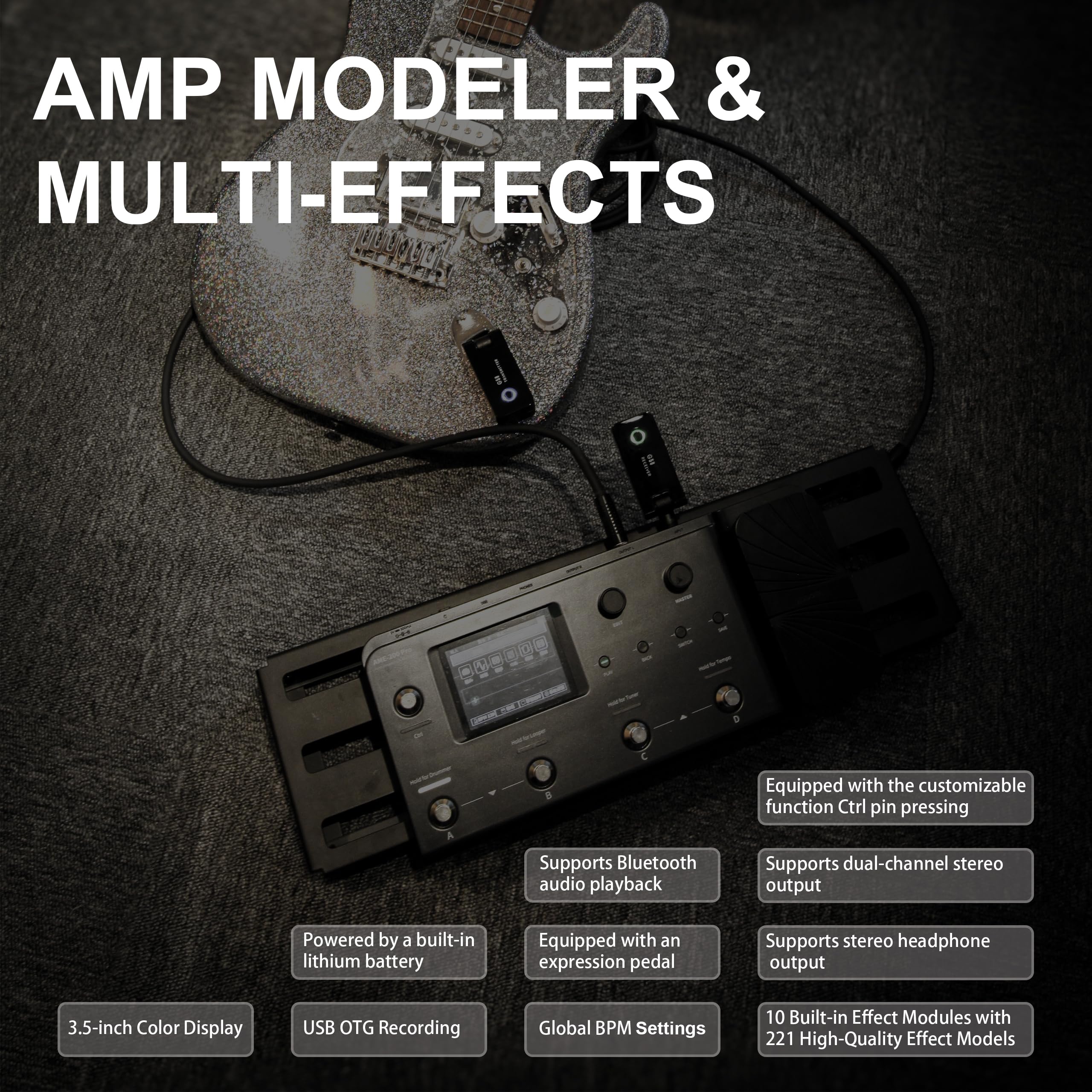 Amazon.com: AUDOTA AME-200 Pro Guitar Multi Effects Processor with