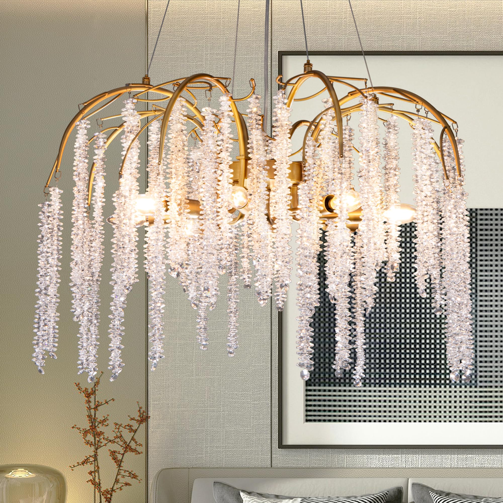 TOCHIC Modern Crystal Chandelier Gold Luxury 8-Lights Chandeliers
