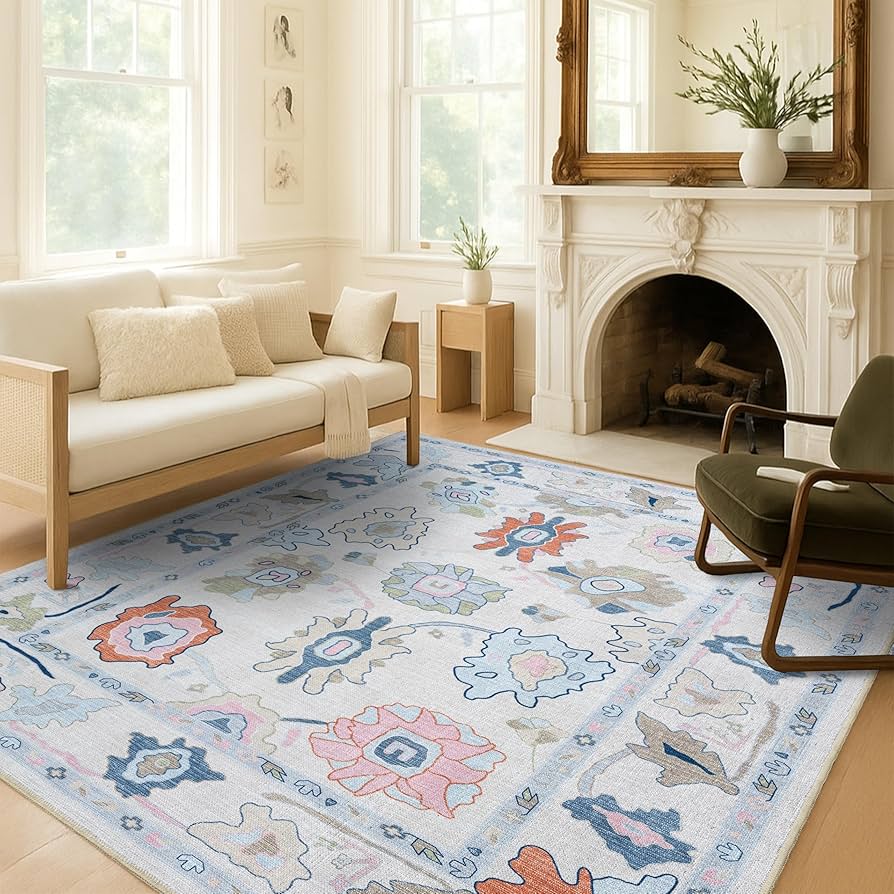 Amazon.com: Fame Living Cream Oushak Rug, Modern, Vintage, Turkish