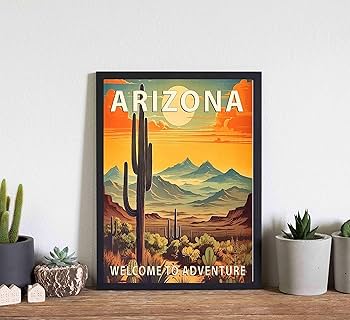 Amazon.com: Arizona Poster Art Print, Retro States Landscape Wall