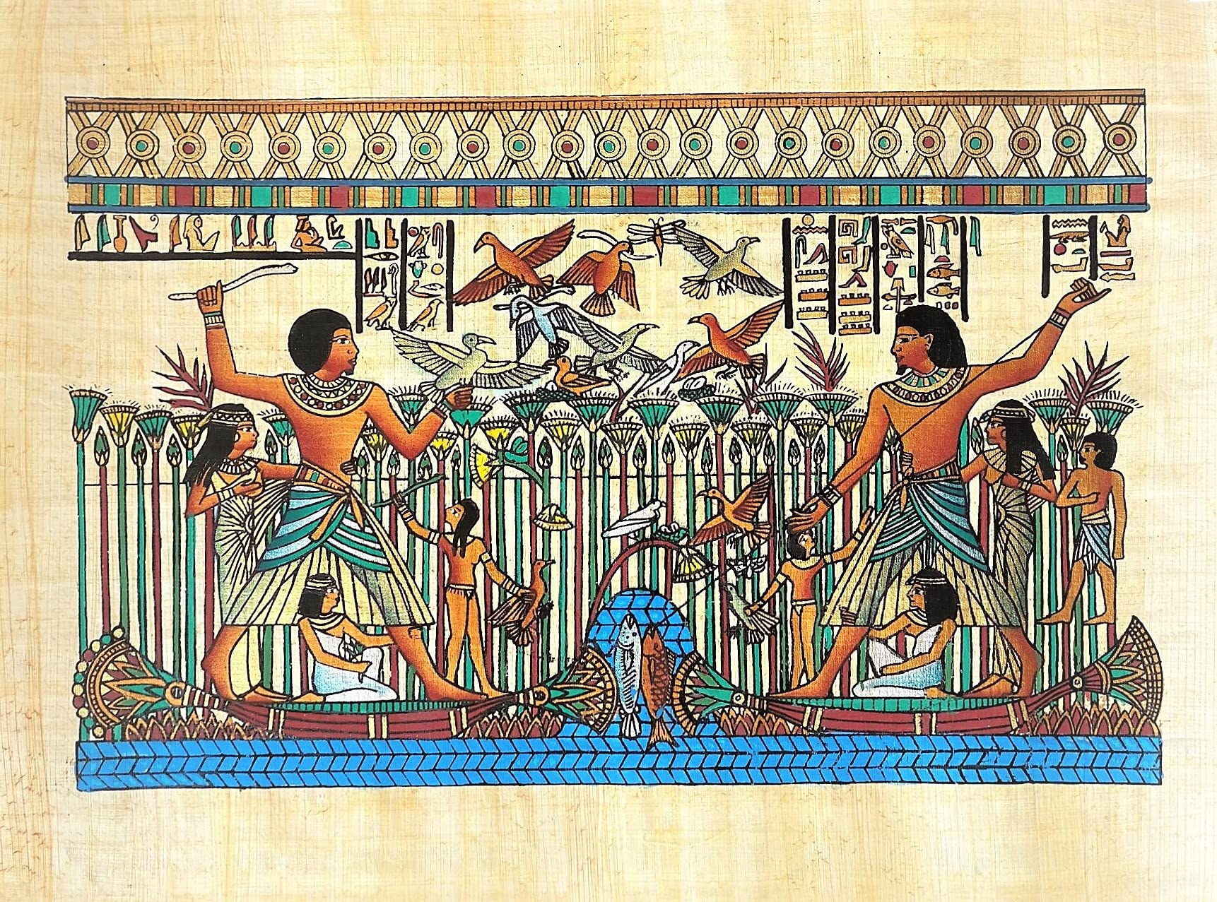 Amazon.co.jp: NileCart エジプトのパピルス絵画 オリジナル手描き