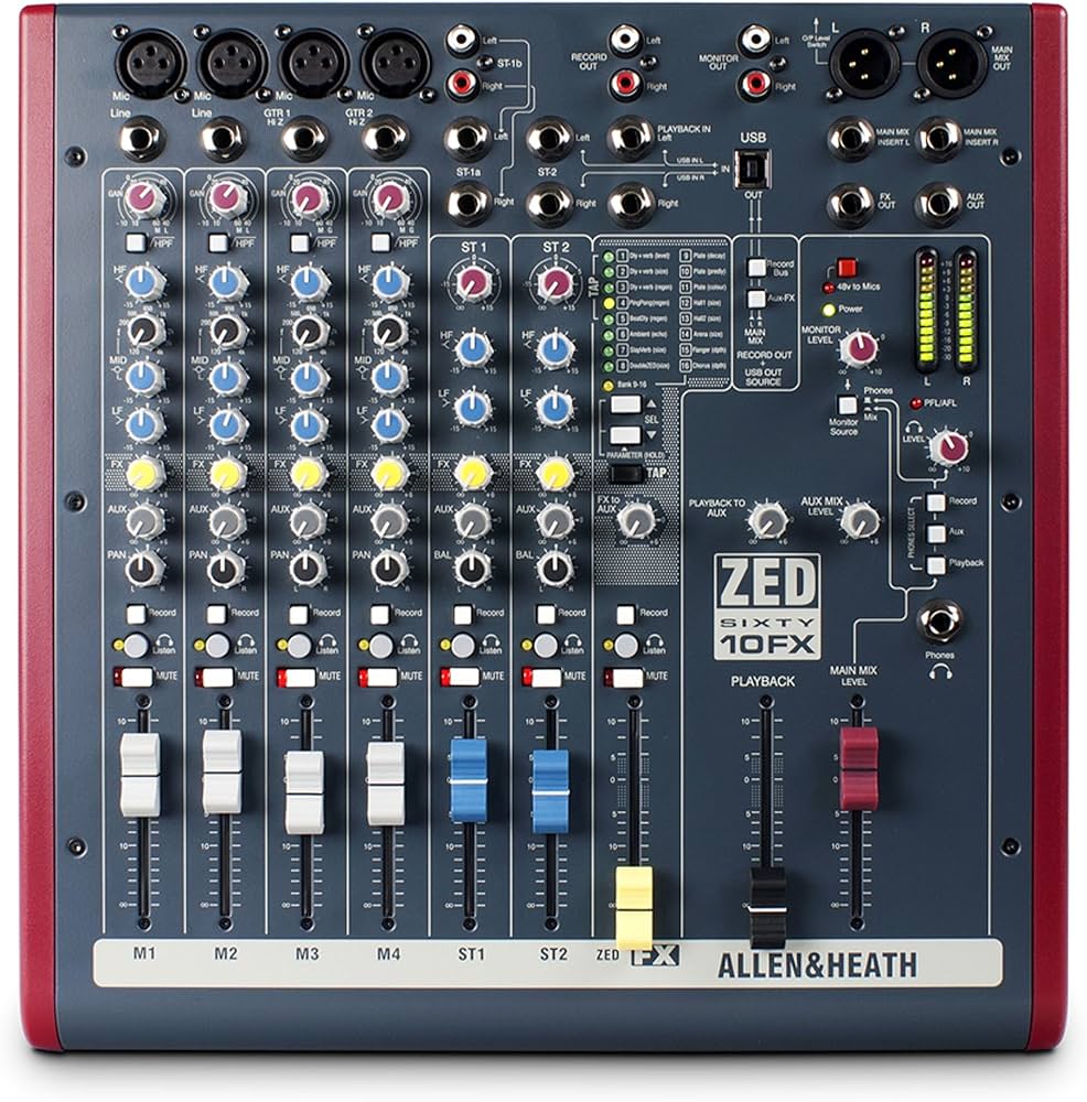 Allen & Heath ZED60/10FX Multi-Purpose 6-Channel Mixer with