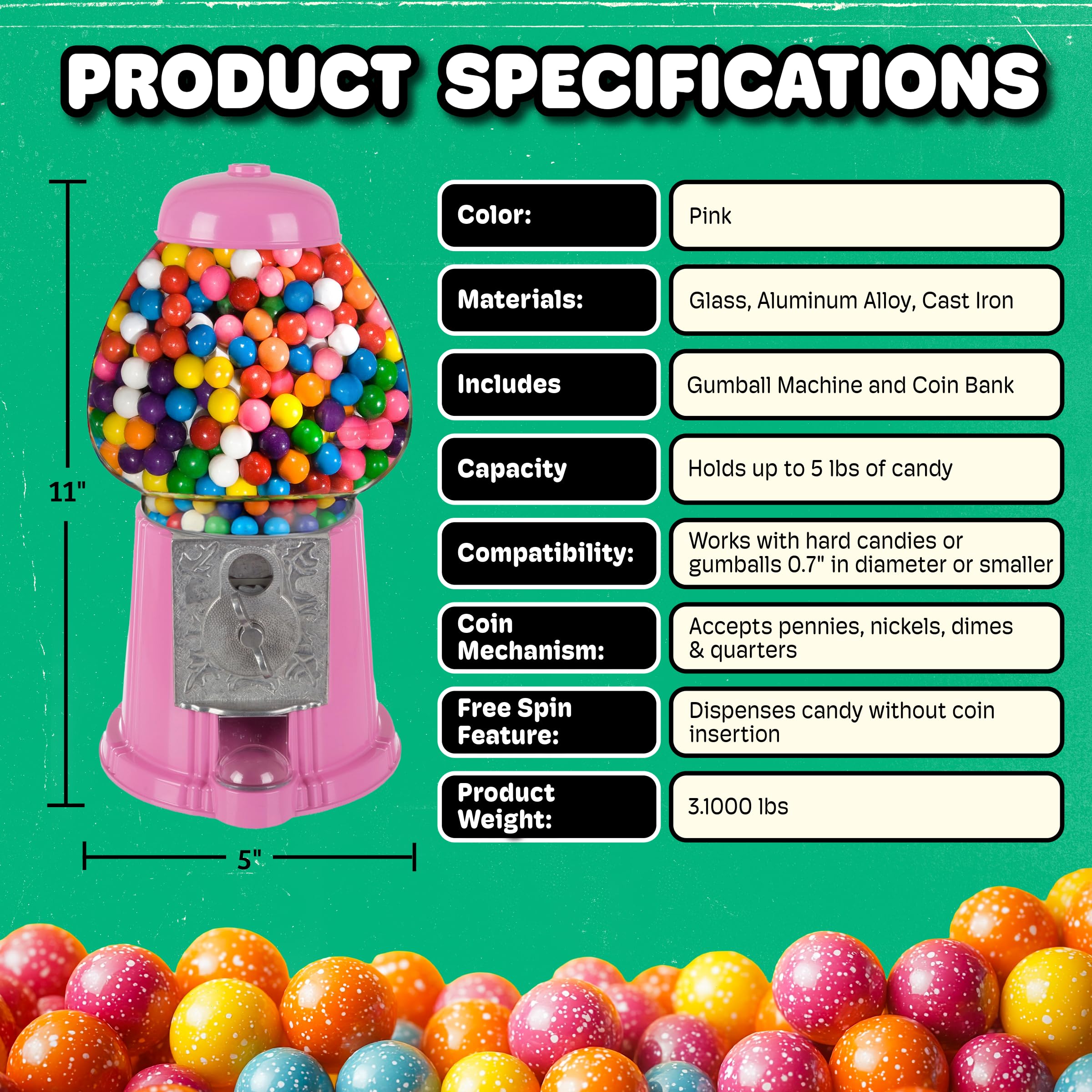 Amazon.co.jp: Great Northern Popcorn 11インチ ミニガムボールマシン