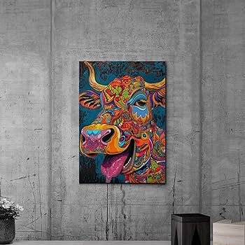 Amazon.com: Colorful Cow Wall Art, Nursery Room Decor, Farm Cow