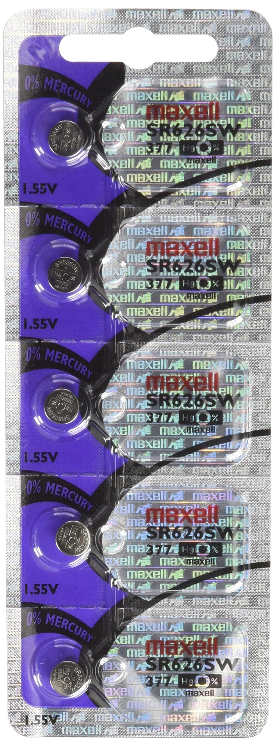 Amazon.com: Maxell SR626SW 377 Silver Oxide Watch Battery 5 Pack