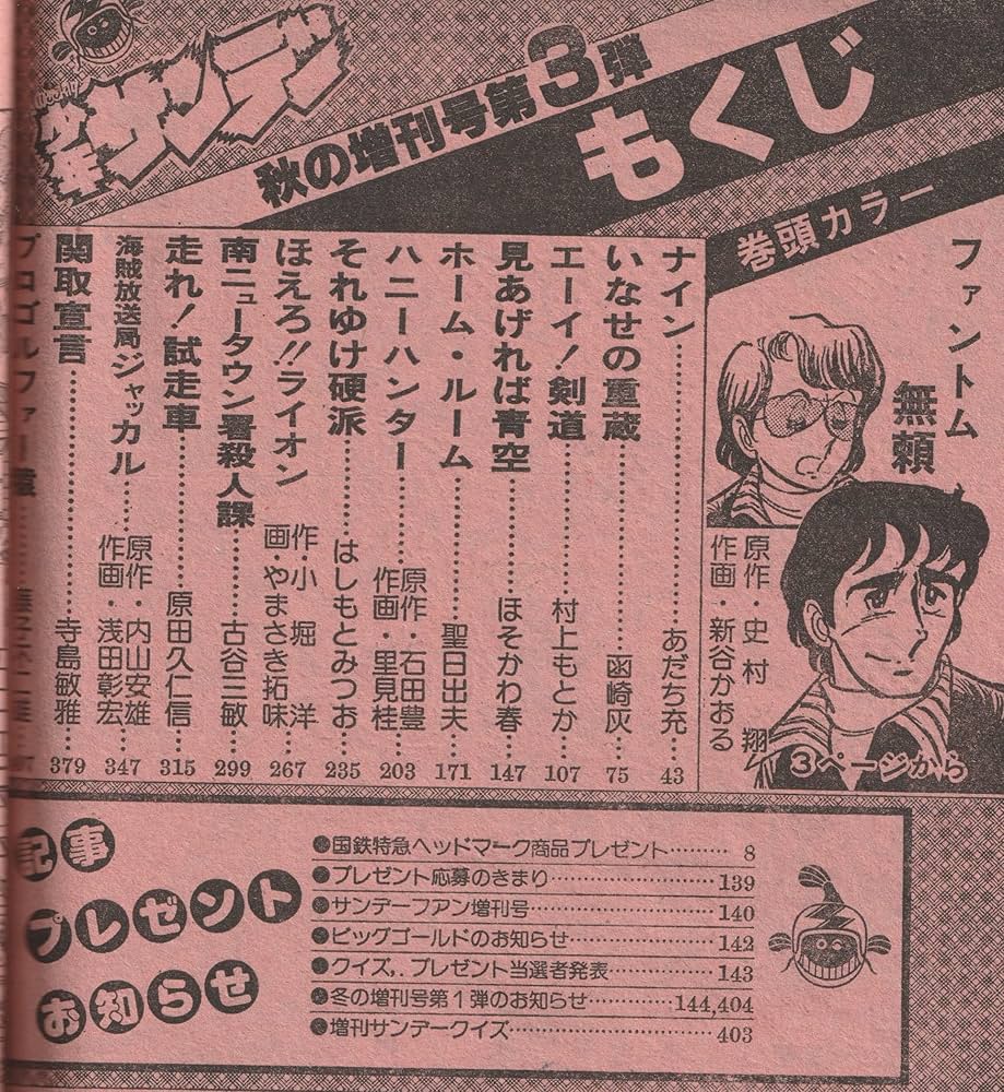 週刊少年サンデー 1979年11月20日 (秋の増刊号 3) (通巻1127号) | ほそ