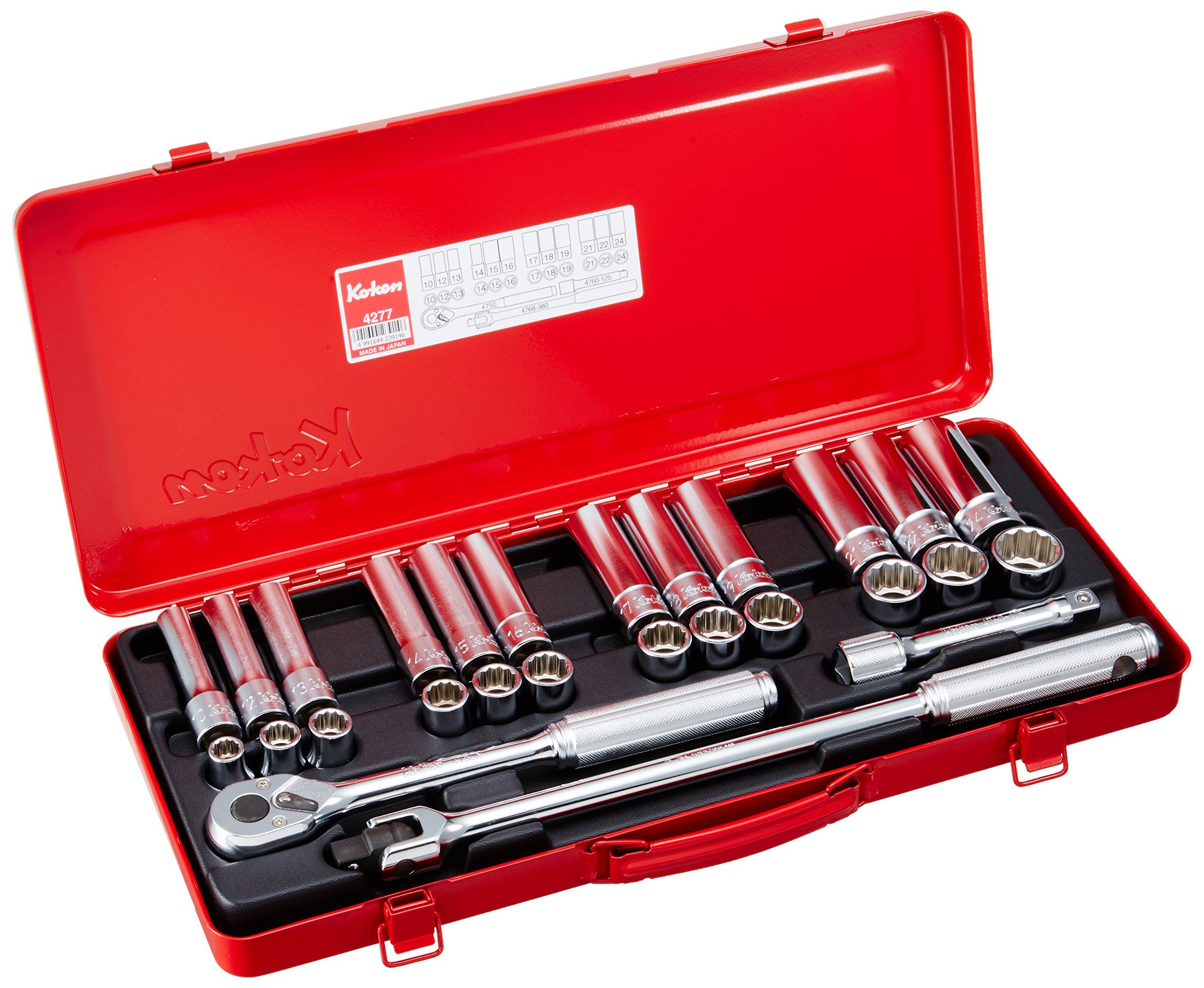 Amazon.co.jp: コーケン 1/2(12.7mm)SQ. ソケットセット 27ヶ組 4277