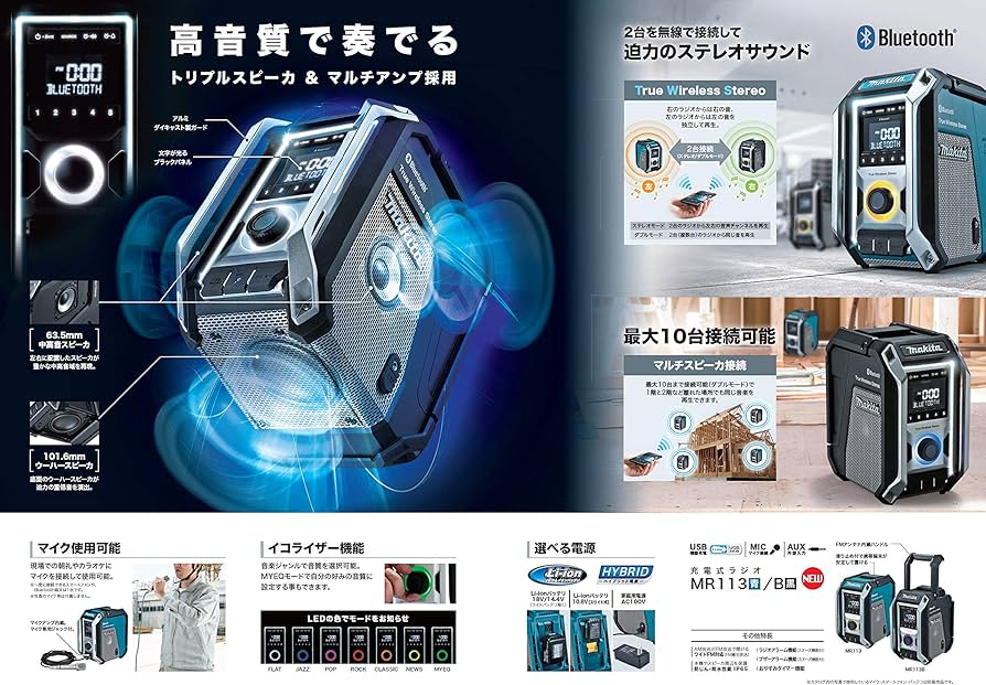 Amazon.co.jp: マキタ 充電式ラジオ 黒 10.8V/14.4V/18V対応 [本体のみ