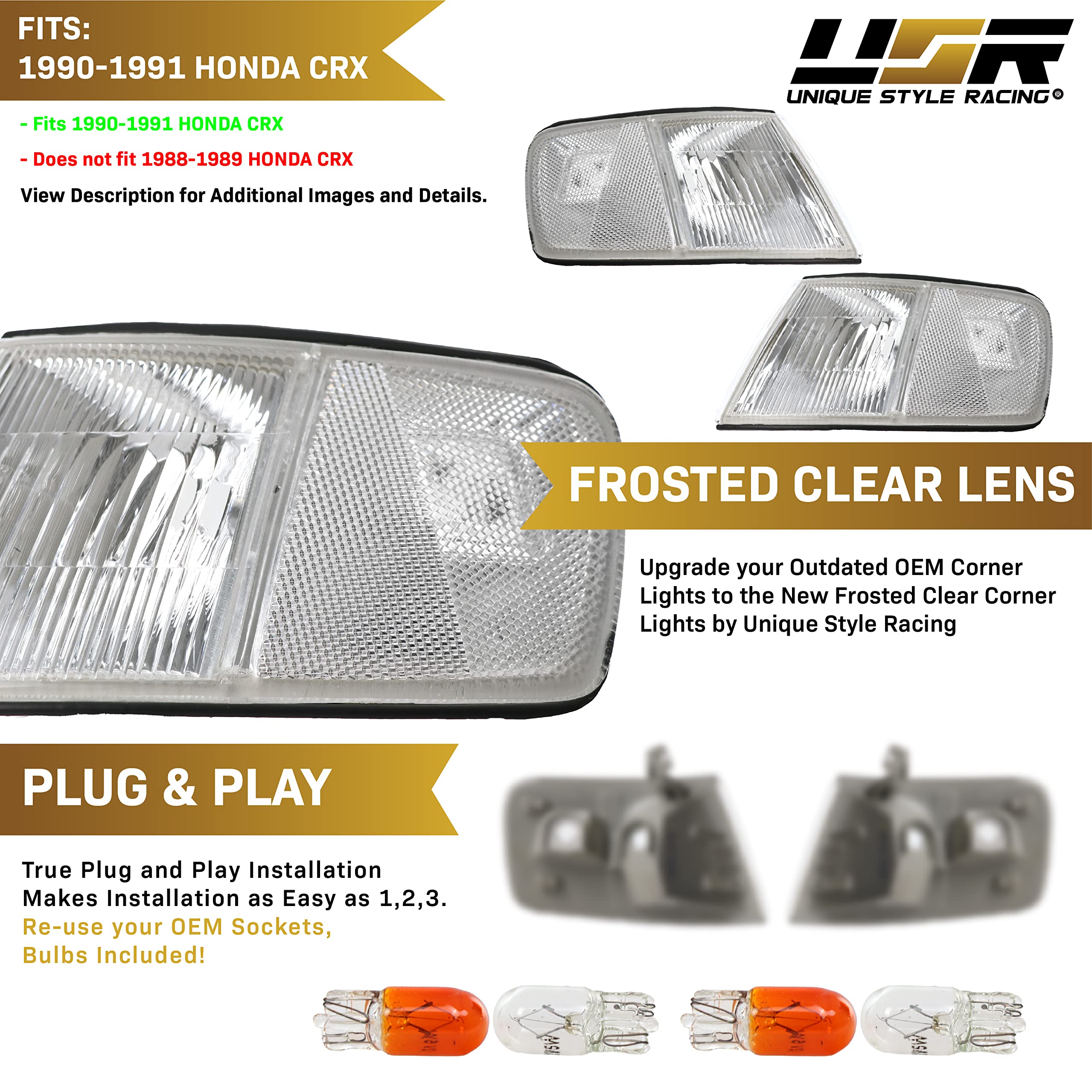 Amazon.co.jp: USR DEPO 90-91 CRX コーナーライト - フロント