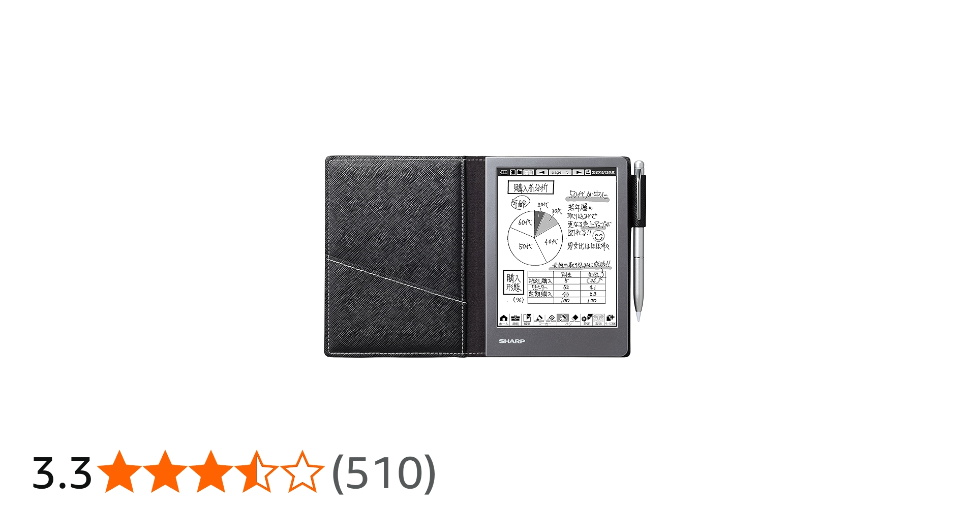 Amazon | シャープ 電子ノート ブラック系 WG-S50 | デジタルメモ