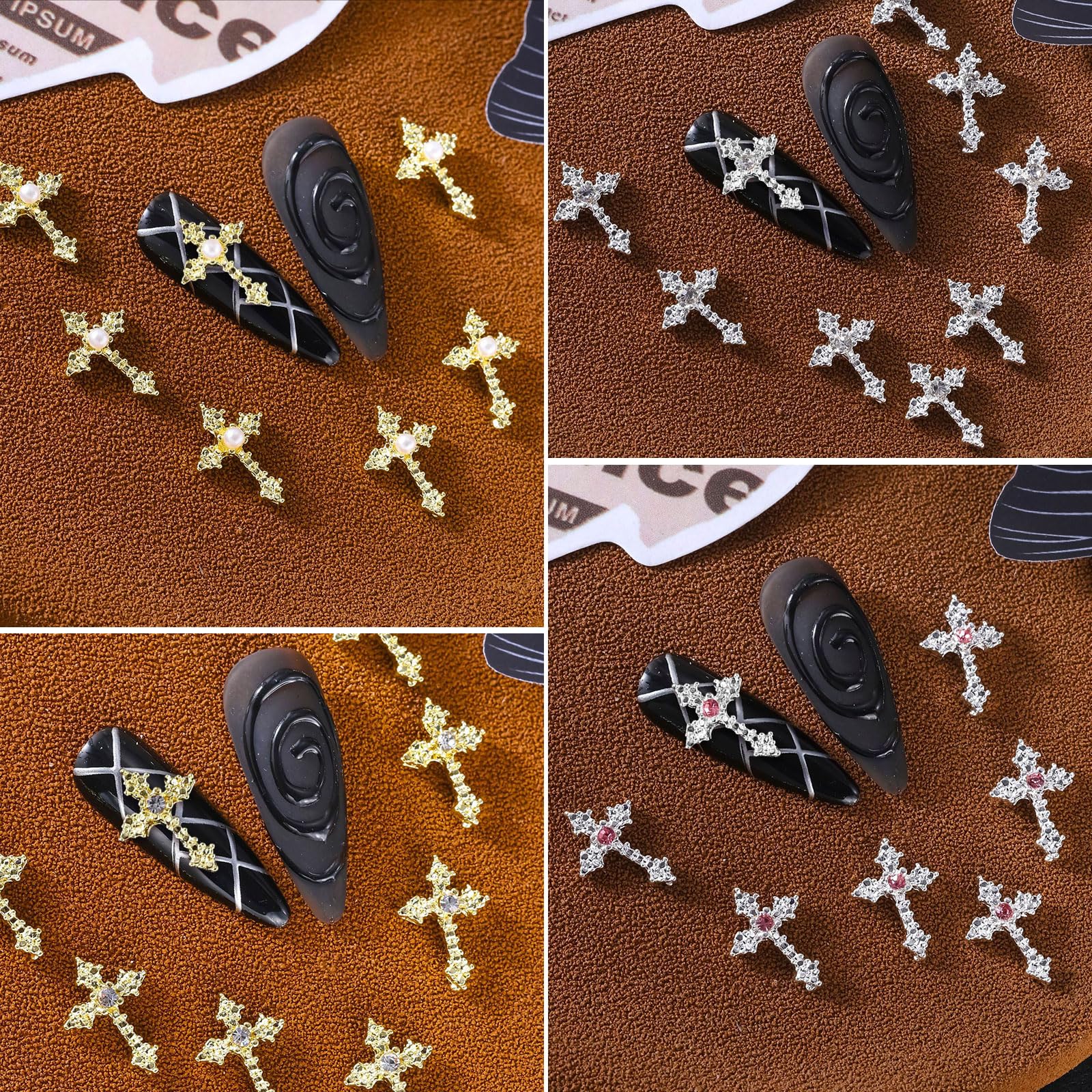 Amazon | ネイルパーツ 十字架 40個セット 3D 立体 キラキラ クロス