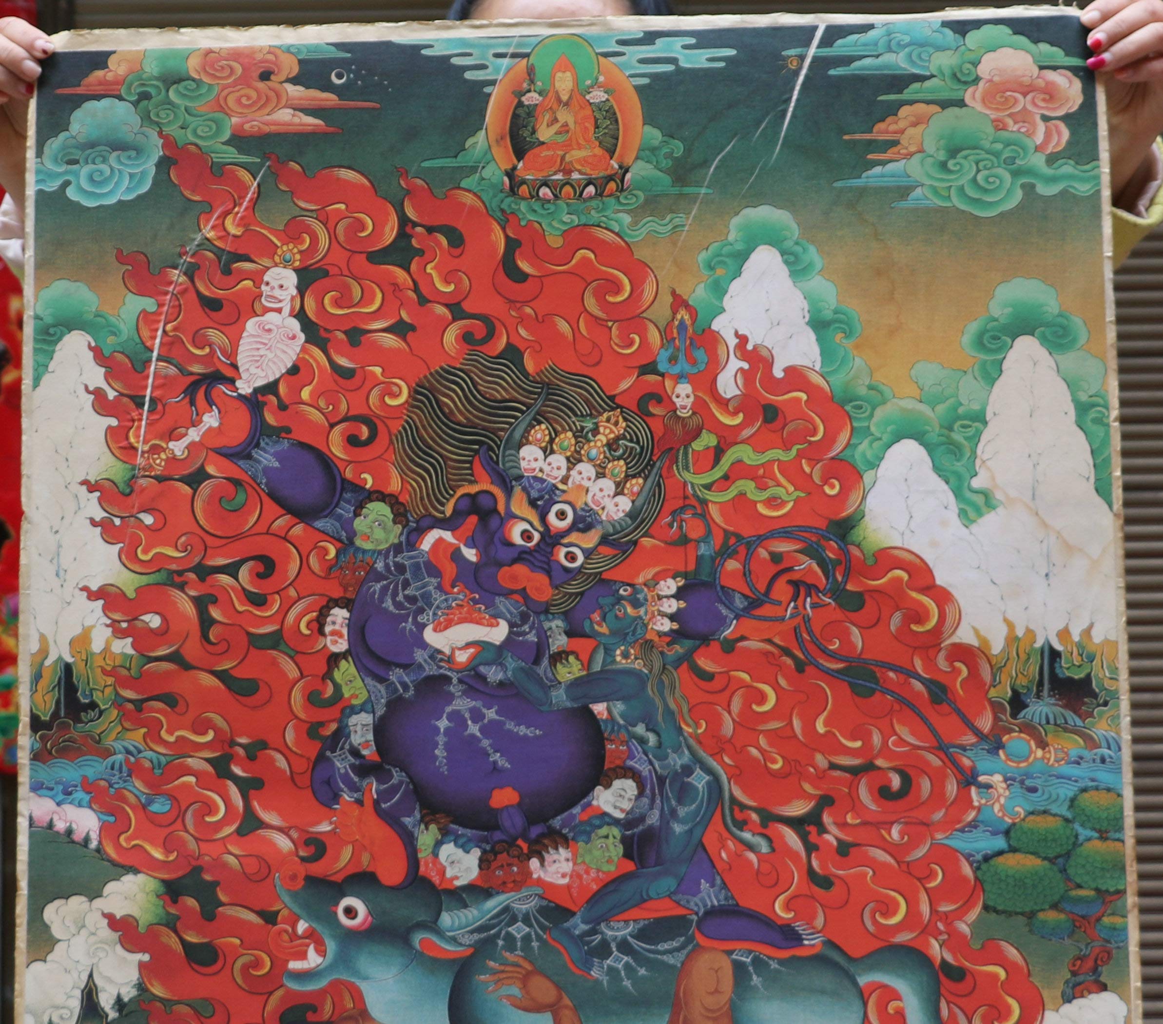 Amazon.co.jp: 36インチ チベット仏教神仏陀&女神ペーパータンカ絵画