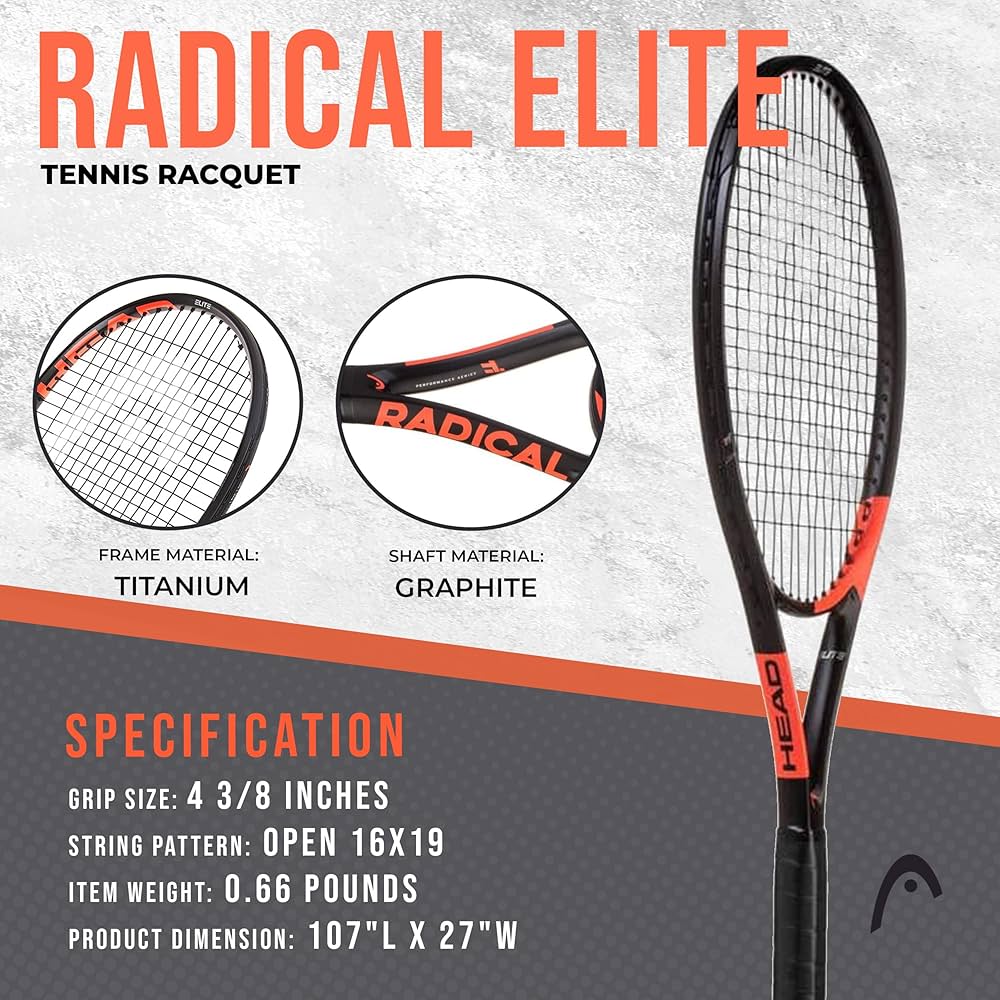 Amazon.com : HEAD Ti. Radical Elite Tennis Racket - Pre-Strung