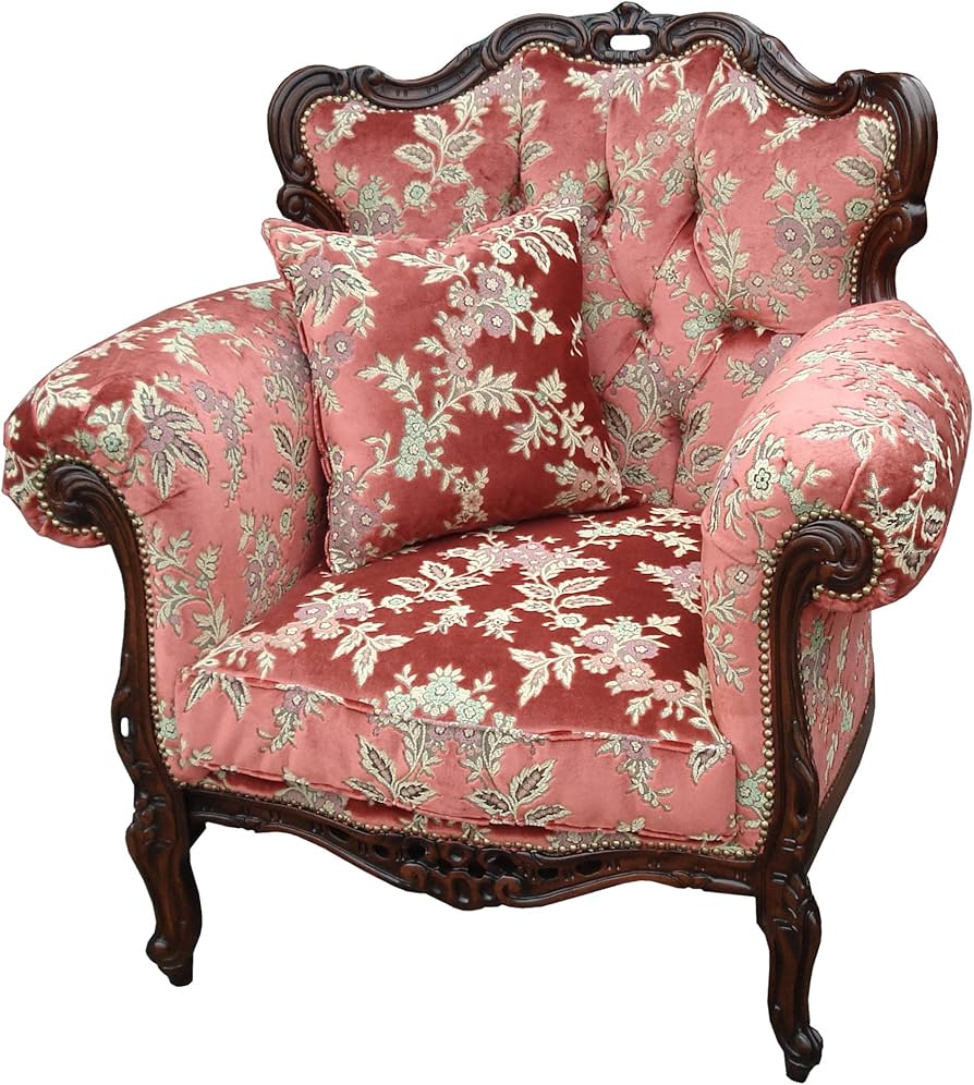 Amazon｜イタリア製 一人がけソファー 金華山 ピンク 猫脚 肘付き