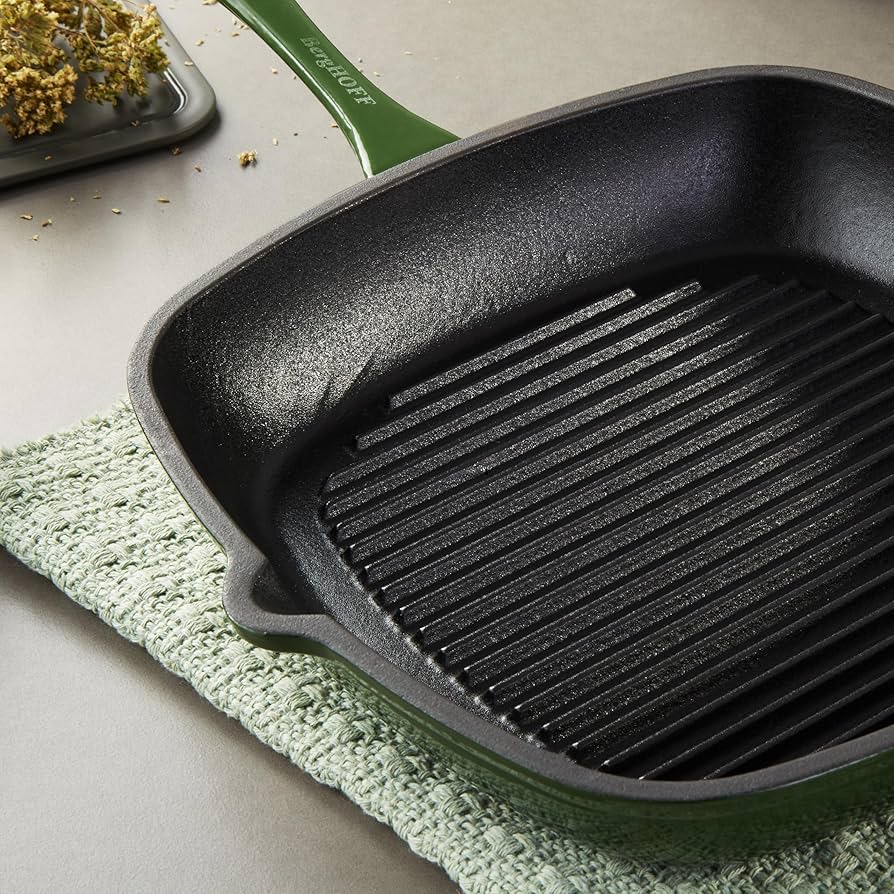 Amazon.com: BergHOFF Neo 11-Inch Cast Iron Grill Pan, Green: Home